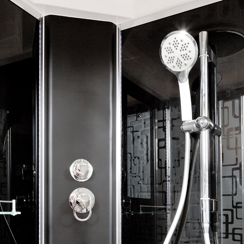 ЕМ1510 N LED Душевая кабина DETO Серия EM BМ1510 с гидромассажем BLACK - Вид №4