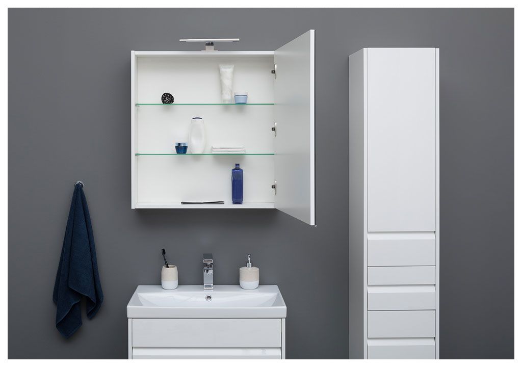 Шкаф-пенал для ванной Aquanet Палермо 35 белый 00203943 - Вид №5
