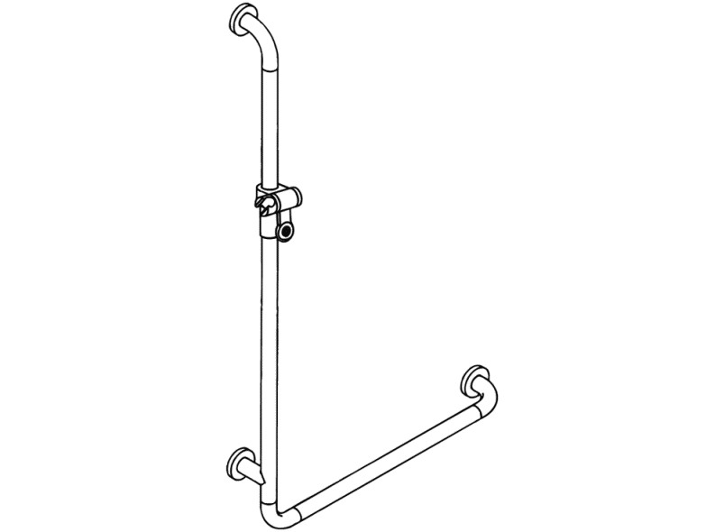 801.33.211 Угловая ручка с держателем для душа, включая ручной душ и душевой шланг HEWI Serie 477/801  - Вид №2