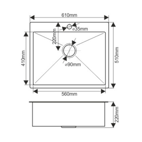 Мойка H6151 MELANA ProfLine 3,0/200 САТИН врезная прямоугольная с коландером H6151 H6151 сатин - Вид №2