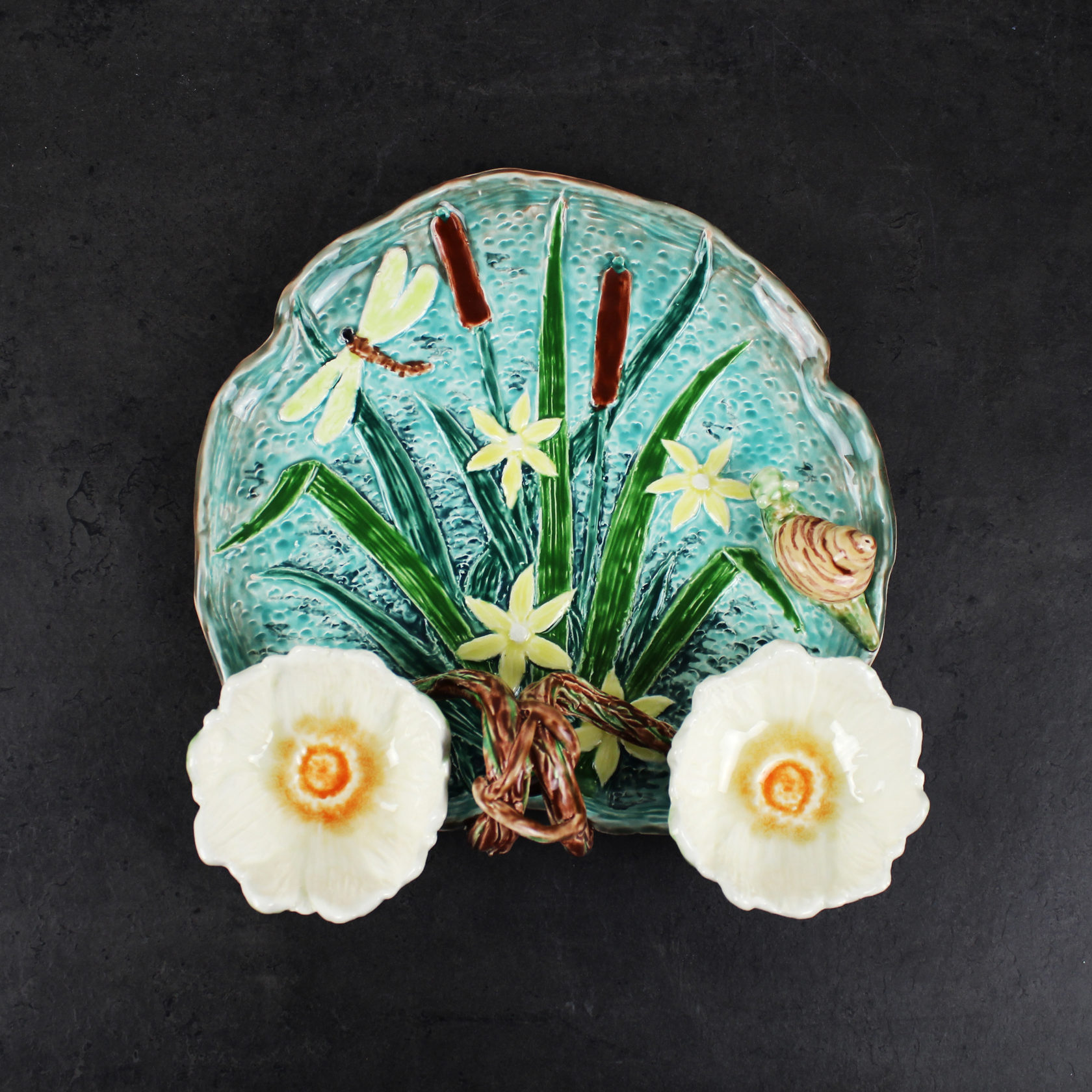 Блюдо для закусок (с двумя кувшинками) Синий/Зеленый PROVANSFAIENCE sun-id-994642 - Вид №4