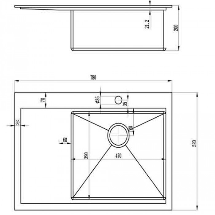 Zorg ZM R-7852-R Мойка кухонная прямоугольная Zorg  - Вид №2