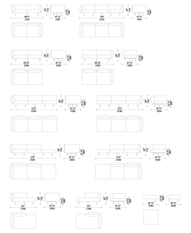 Диван из переработанной ткани Lema слоеный ARCH-00097187 - Вид №12