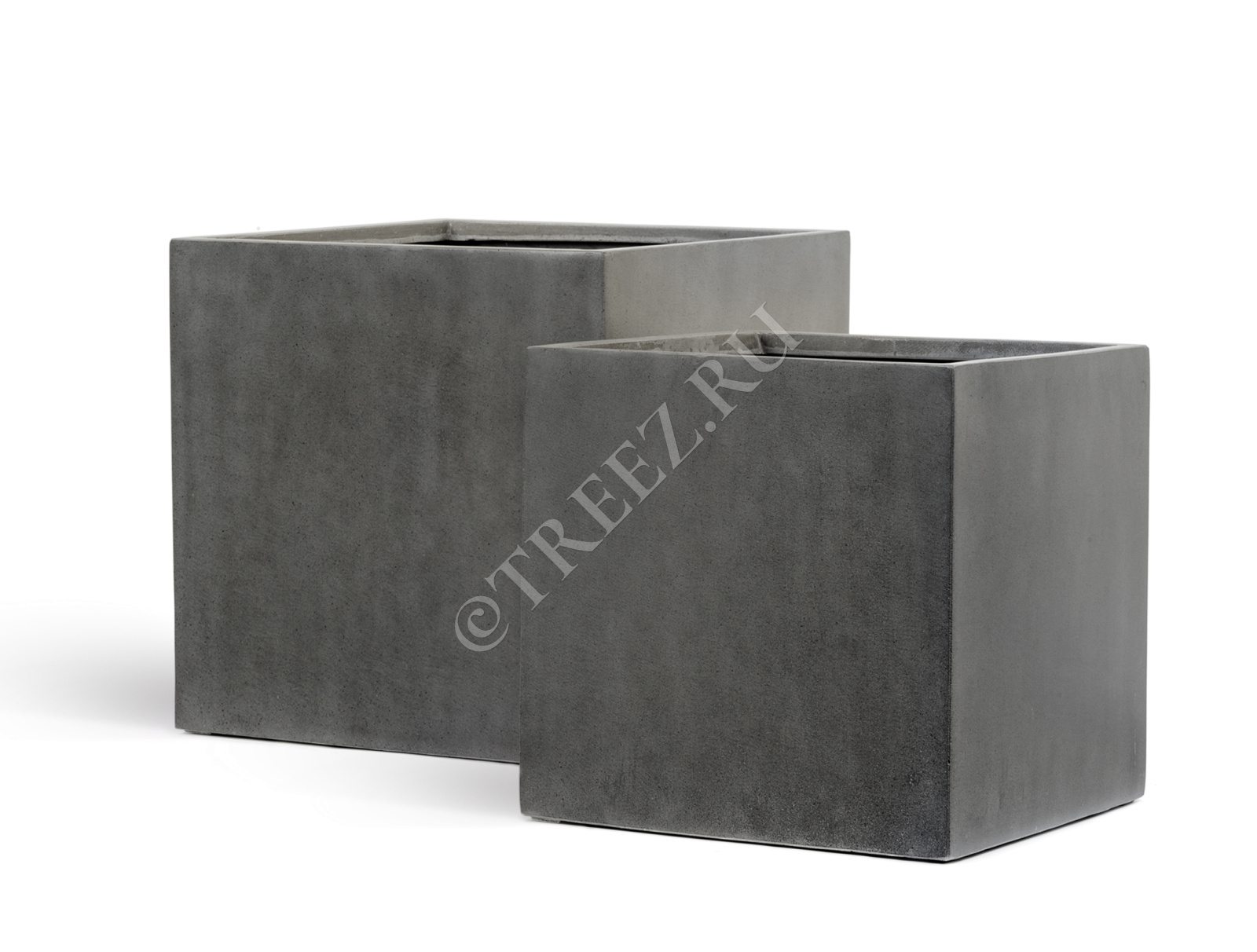 41.3317-02-005-GR/XL-20 Кашпо  Effectory - серия Beton - Куб (без вставок) - Тёмно-серый бетон Цветочная коллекция  - Вид №3