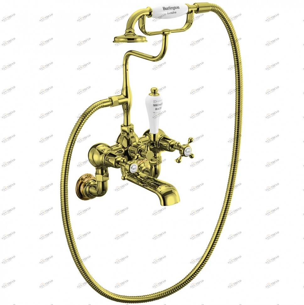 Настенный смеситель с ручным душем [CLR17 GOL] GOLD Burlington T8-QT GOL, T1 GOL, T17-2 GOL, T4A GOL