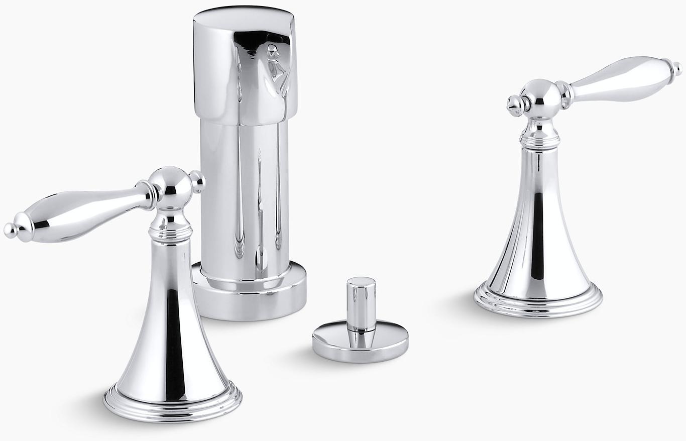 KOHLER Вертикальный смеситель для биде Finial с ручками и соответствующими вставками K-316-4M-CP  - Вид №1