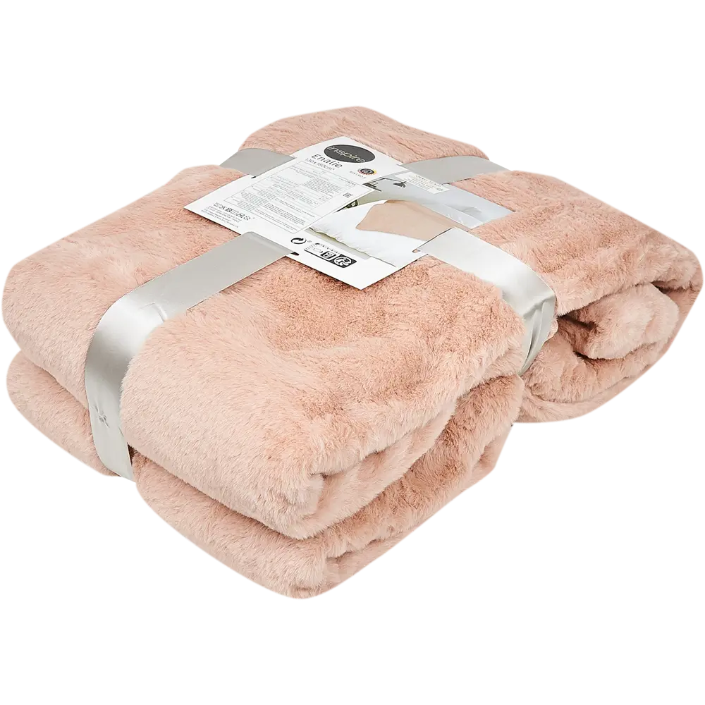 Плед Inspire Enalie 130x180 см искусственный мех цвет светло-розовый 82485715 STLM-2205798 