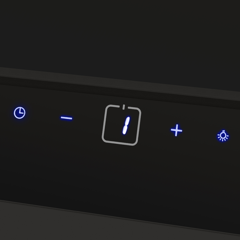 Elf 60 Glass Black Вытяжка / тип: наклонная, цвет: черный• управление: сенсорное• ширина, мм: 600• полная потребляемая мощность, вт: 102• количество скоростей: 3• максимальная производительность, м3/ч: 650• диаметр воздуховода, мм: 150• площадь кухни: до Santreyd  - Вид №7