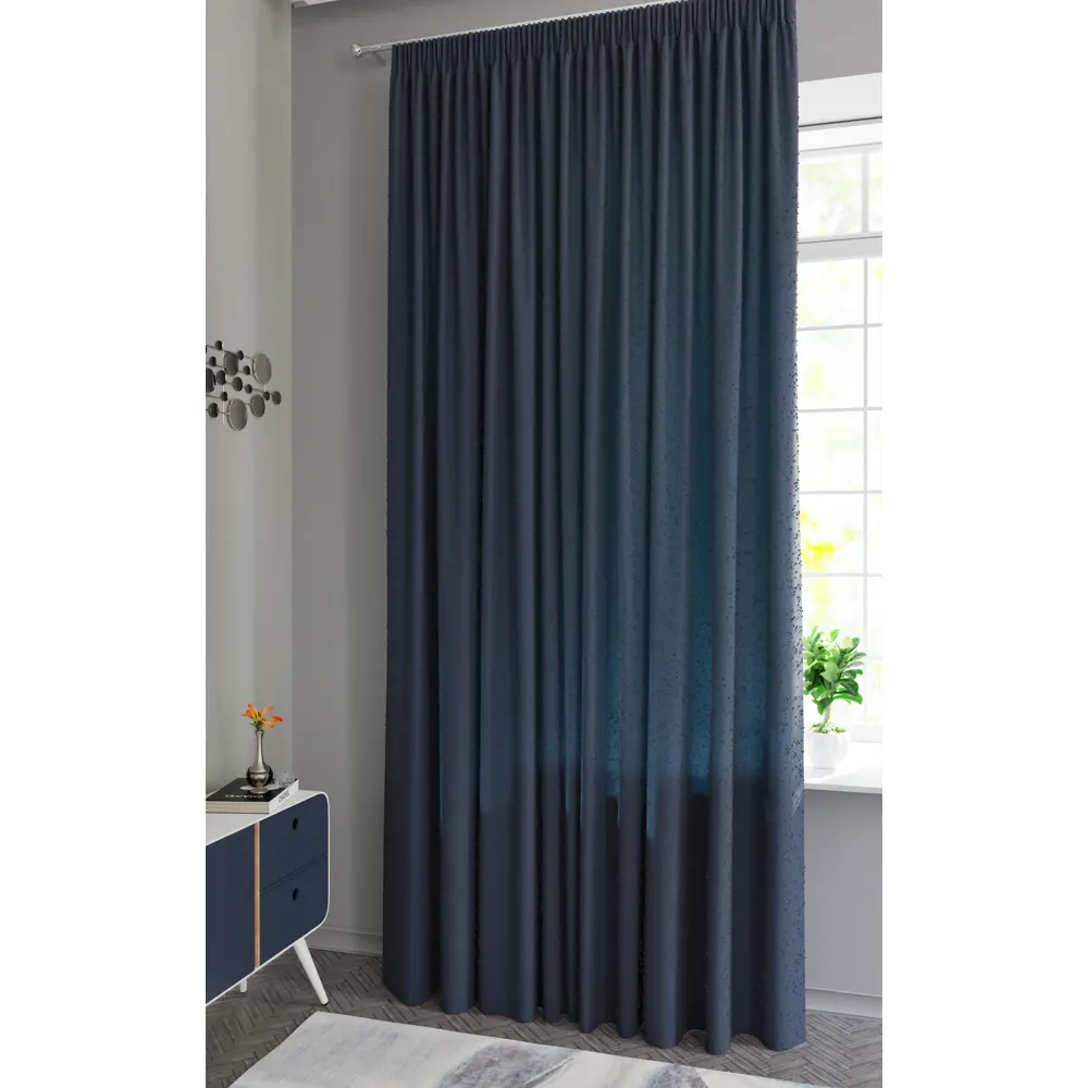 MIAMOZA Штора Zara на ленте 200×280 см - синий рогожка 89398896 STLM-1577431