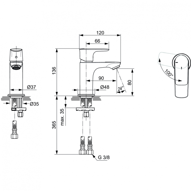 A7019AA Смеситель для раковины Ideal Standard CONNECT AIR - Вид №3