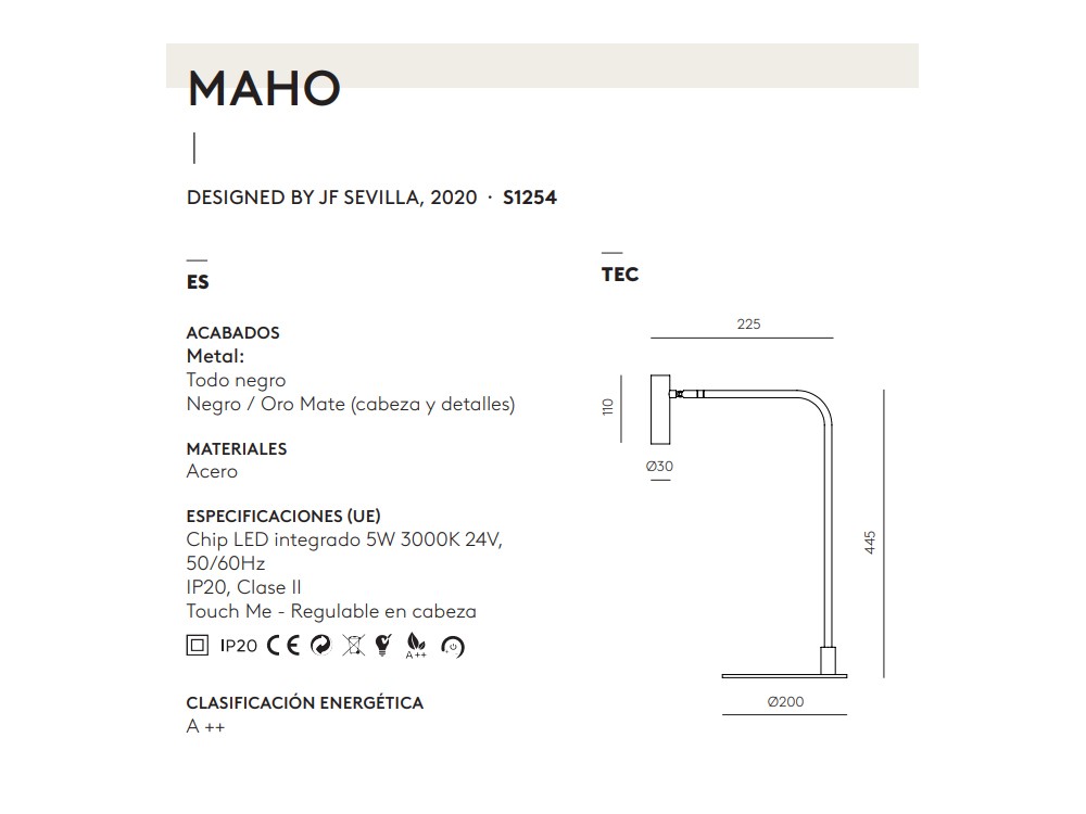 100644 Настольная лампа черный - латунь Aromas del Campo Maho  - Вид №1