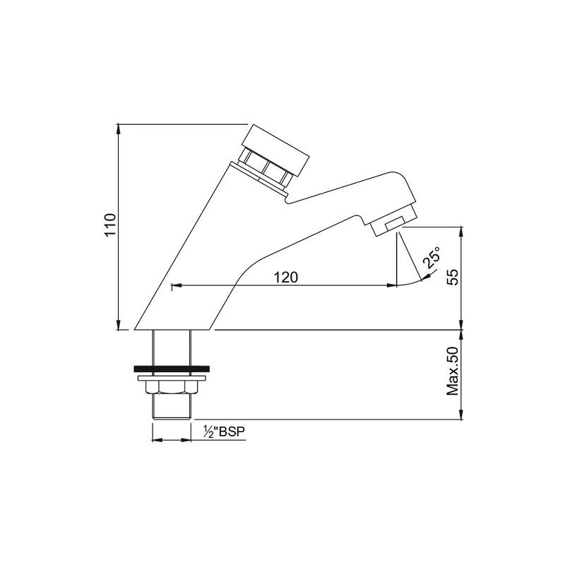 PRS-CHR-031 Кран для холодной воды Jaquar Pressmatic Santreyd  - Вид №1