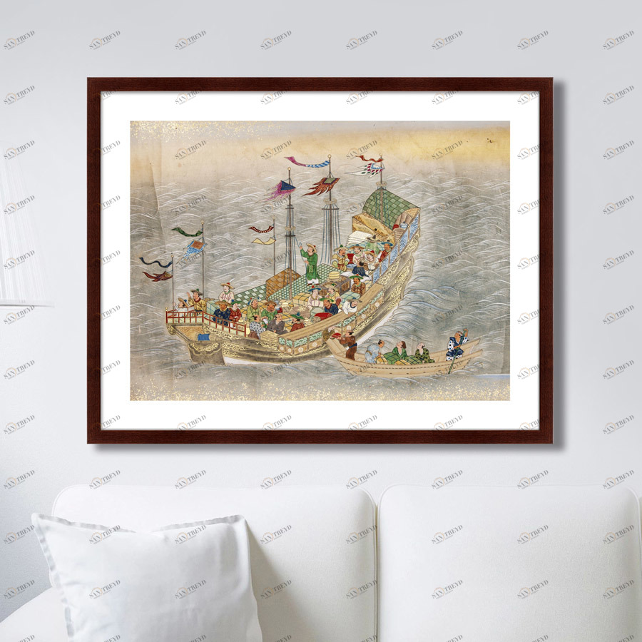 Картина: Scenes of traders in Nagasaki, 1750г. КАРТИНЫ В КВАРТИРУ  264233 Разноцветный 