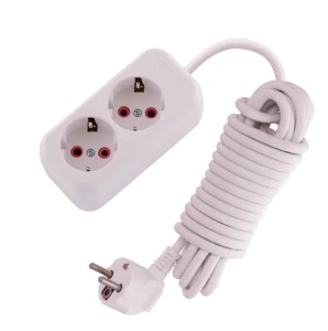 LILA Удлинитель с заземление 2 входа, 5 метров белый