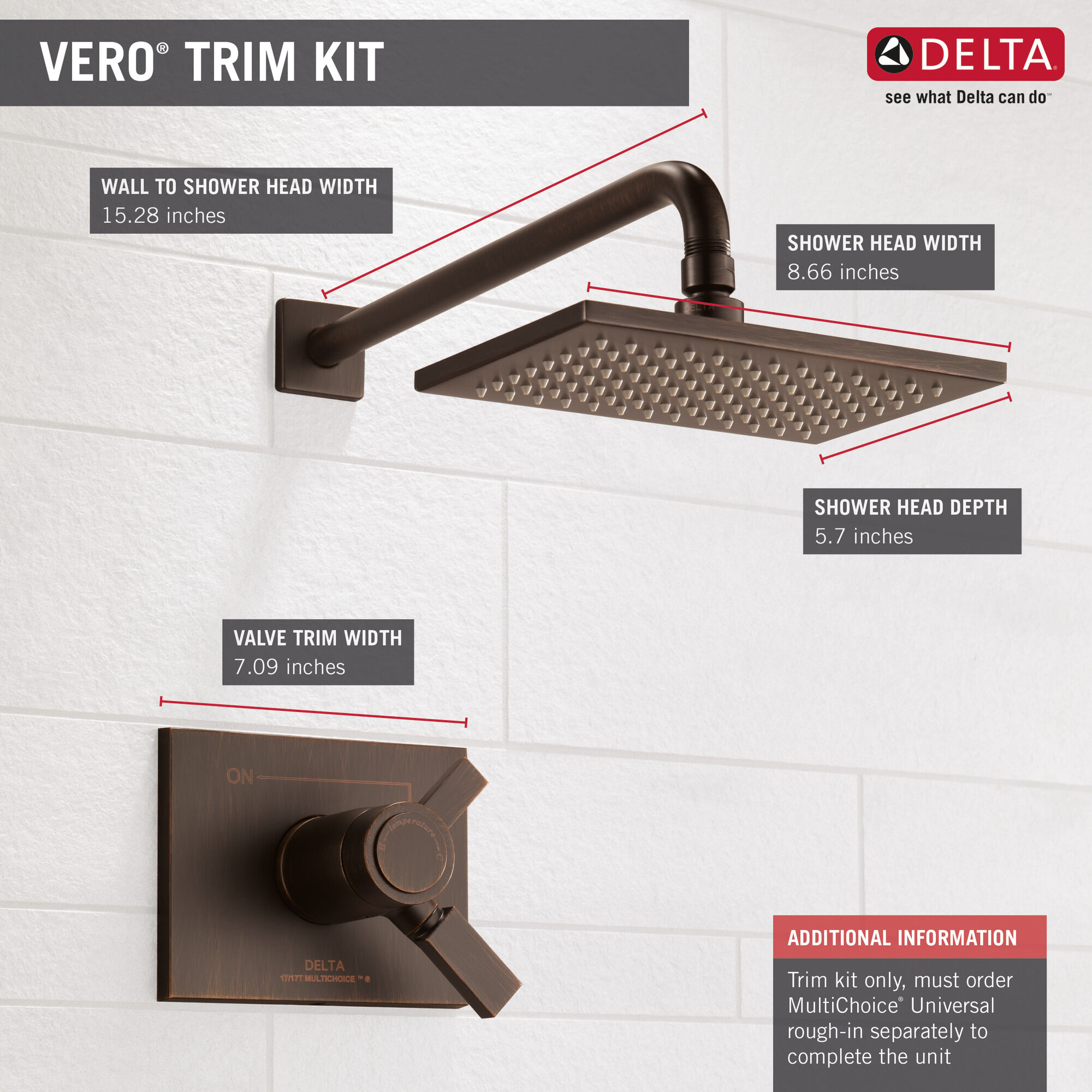 T17T253-RB-WE Отделка для душа TempAssure® серии 17T Delta Faucet Vero Венецианская бронза - Вид №1