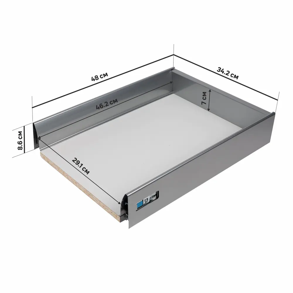 Ящик Delinia низкий с доводчиком 34.2x8.6х48 см, металл, цвет белый 16486295 STLM-2128640  - Вид №1
