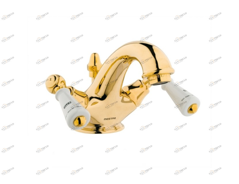035005.M00.00 Смеситель для раковины на одно отверстие с фарфором Золото 24К Mestre RETRO