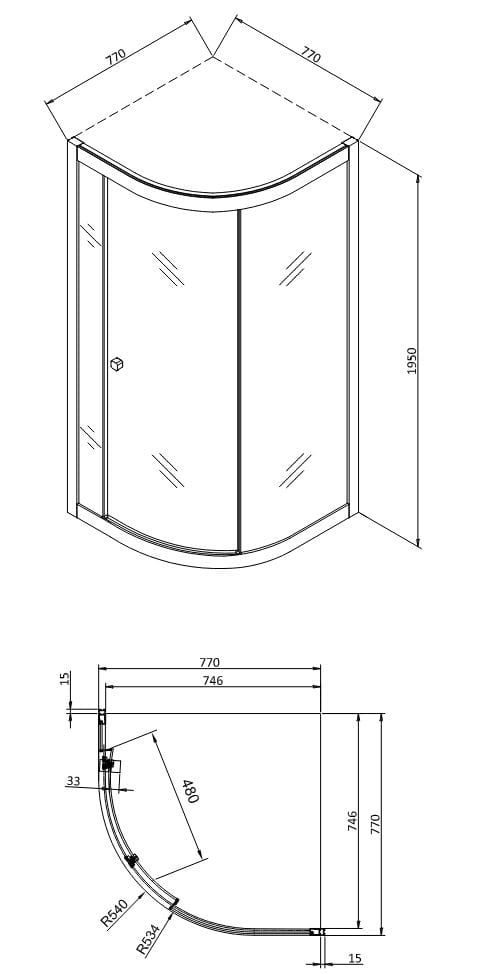 Угловая душевая кабина из закаленного стекла CROSSWATER CLEAR 6 ARCH-00044560 - Вид №2