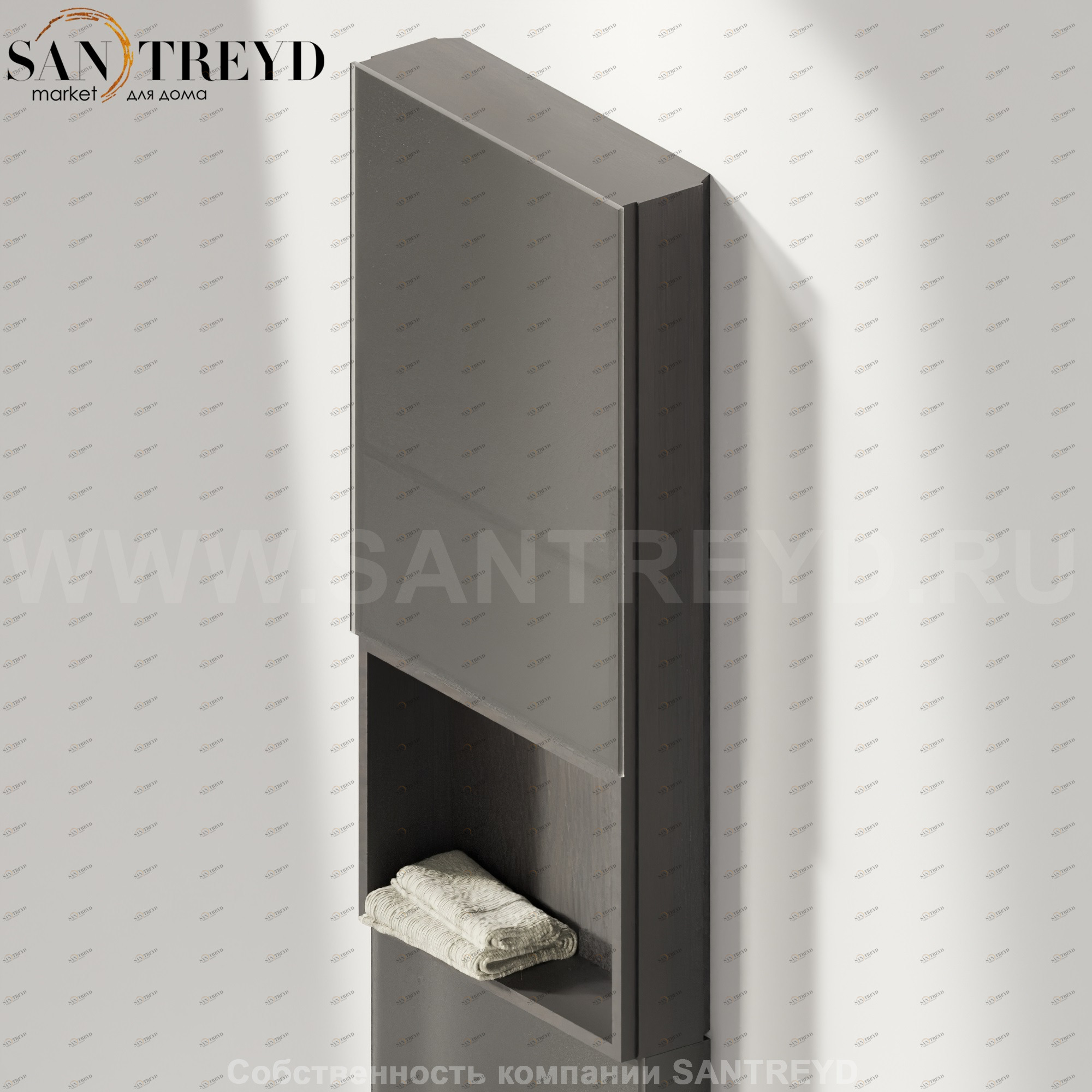 Верхний модуль со стеклянной дверью MONOLITH с полкой темный дуб Agape AMON1292WG