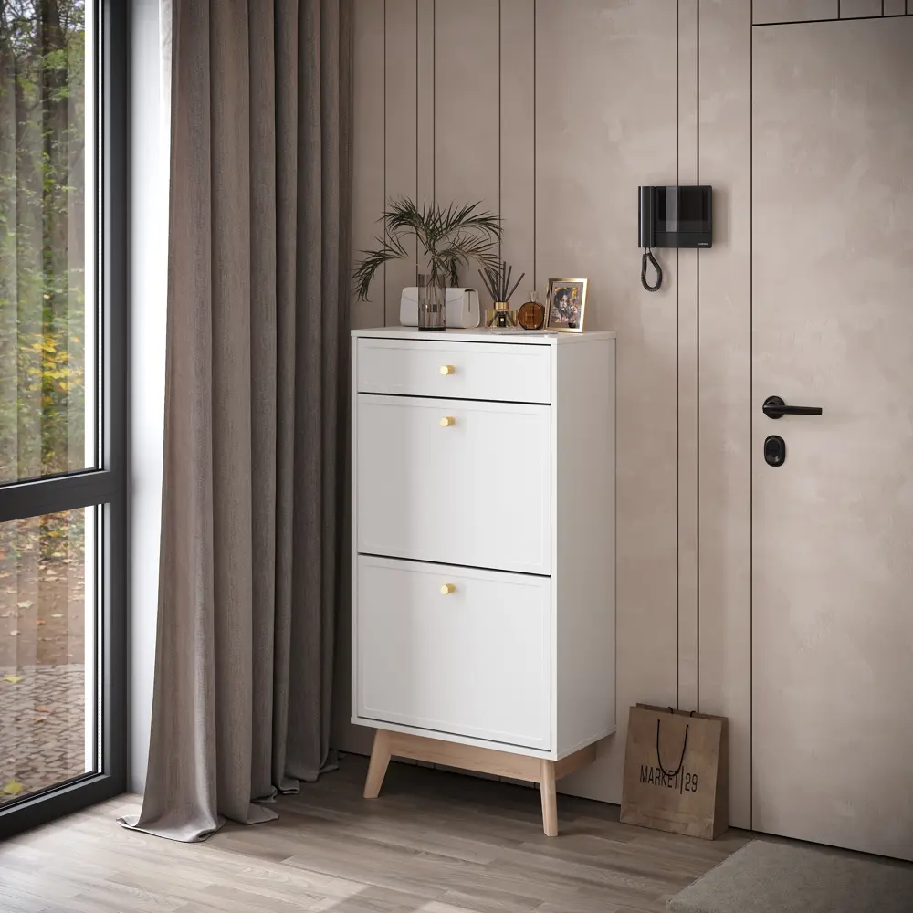 Обувница KONSENSA Лион Амьен 60x120x30 см 2 секции ЛДСП цвет белый STLM-2026465