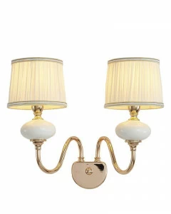 Бра с белыми абажурами белое "Макей" 1031/2W-GD-WT LUMIEN HALL МАКЕЙ 00-3931603 Белый