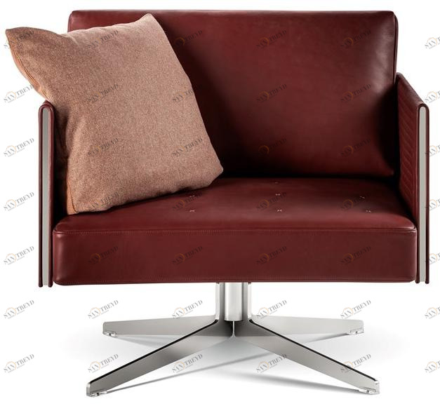 Poltrona Frau Поворотное кожаное кресло с 4-мя спицами La collezione - divani e poltrone sun-id-1450567