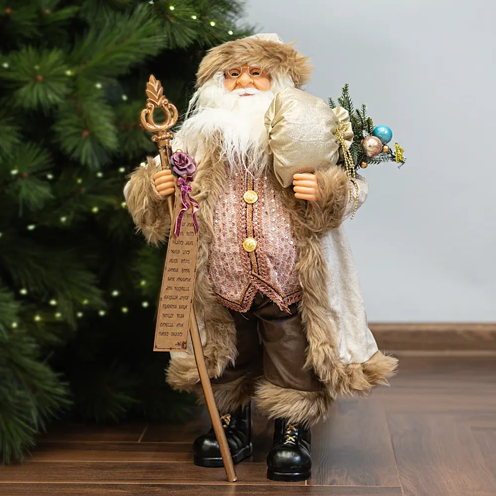 89368057 Декоративная фигура Санта с посохом 22x36 см розовый STLM-1421976 Santreyd Christmas