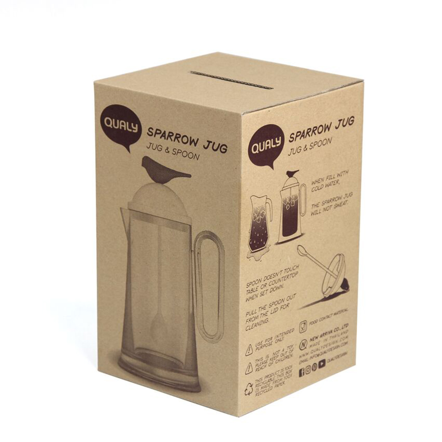 QL10301-WH-BK Кувшин sparrow с ложкой, белый с черным Qualy  - Вид №3