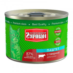 ПР0044935 Корм для котят Говядина паштет конс.190г ЧЕТВЕРОНОГИЙ ГУРМАН