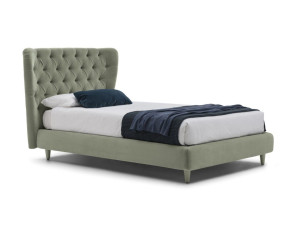 Односпальная кровать для хранения с капитонным изголовьем