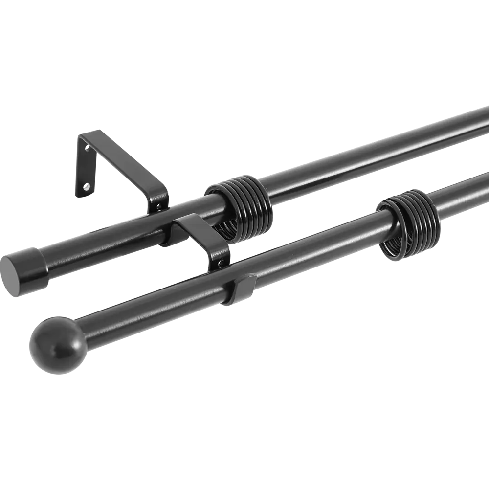 Карниз двухрядный раздвижной d19/16 мм шар 160-320 см цвет черный ORBIS STLM-2204502