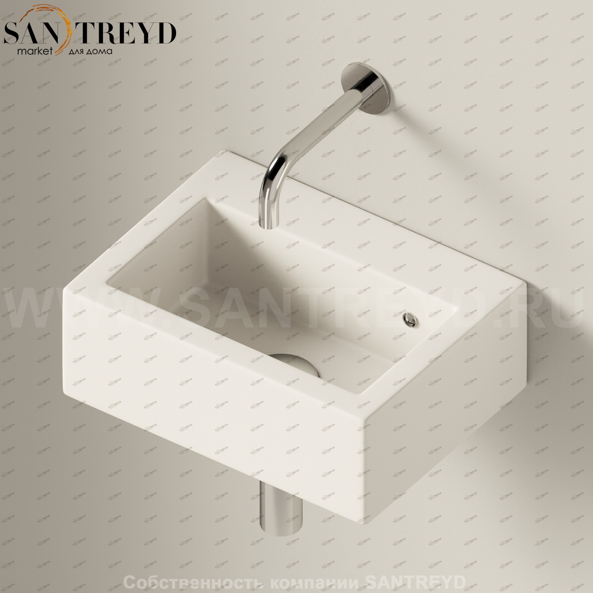 50889003 Подвесная раковина настенная прямоугольная Ceramica Flaminia Acquagrande бежевая