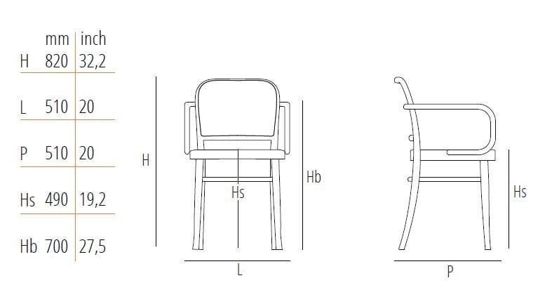 Венский стул из бука и соломы с подлокотниками Wiener GTV Design № 811 ARCH-00126440 - Вид №3