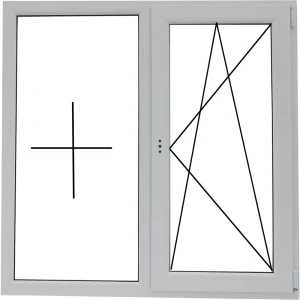 Окно пластиковое ПВХ VEKA двустворчатое 1200x1200 мм (ВхШ) двухкамерный стеклопакет белый/темный дуб