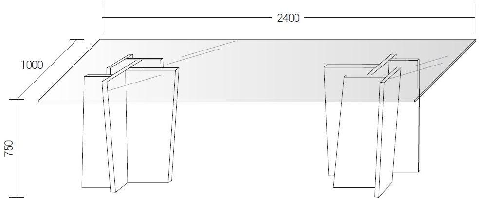 Dall'Agnese Прямоугольный стол из дерева и стекла Stripe sun-id-1430302 - Вид №2