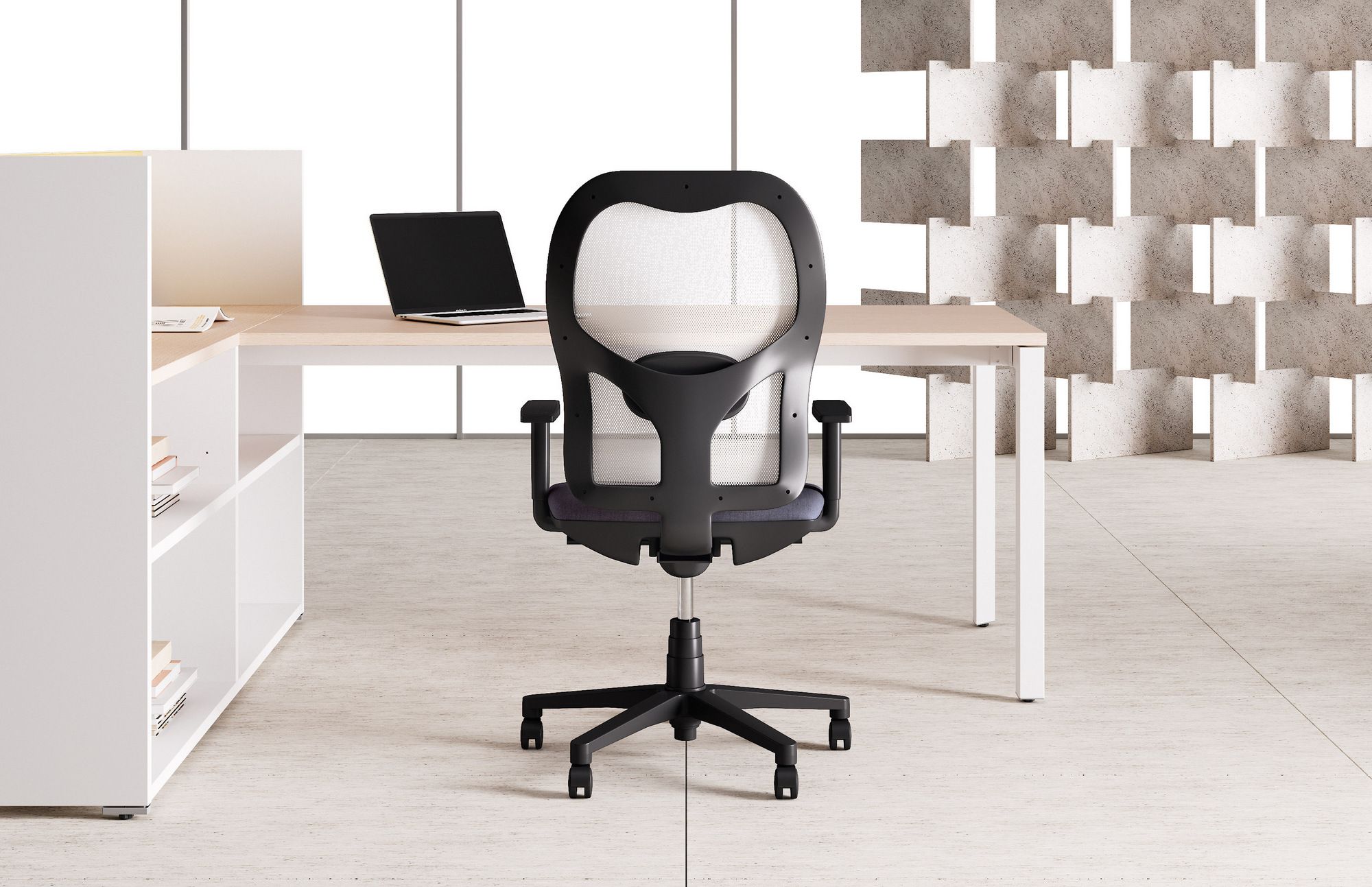 Сетчатое регулируемое по высоте офисное кресло с подлокотниками Las Mobili система ARCH-00081397 - Вид №1