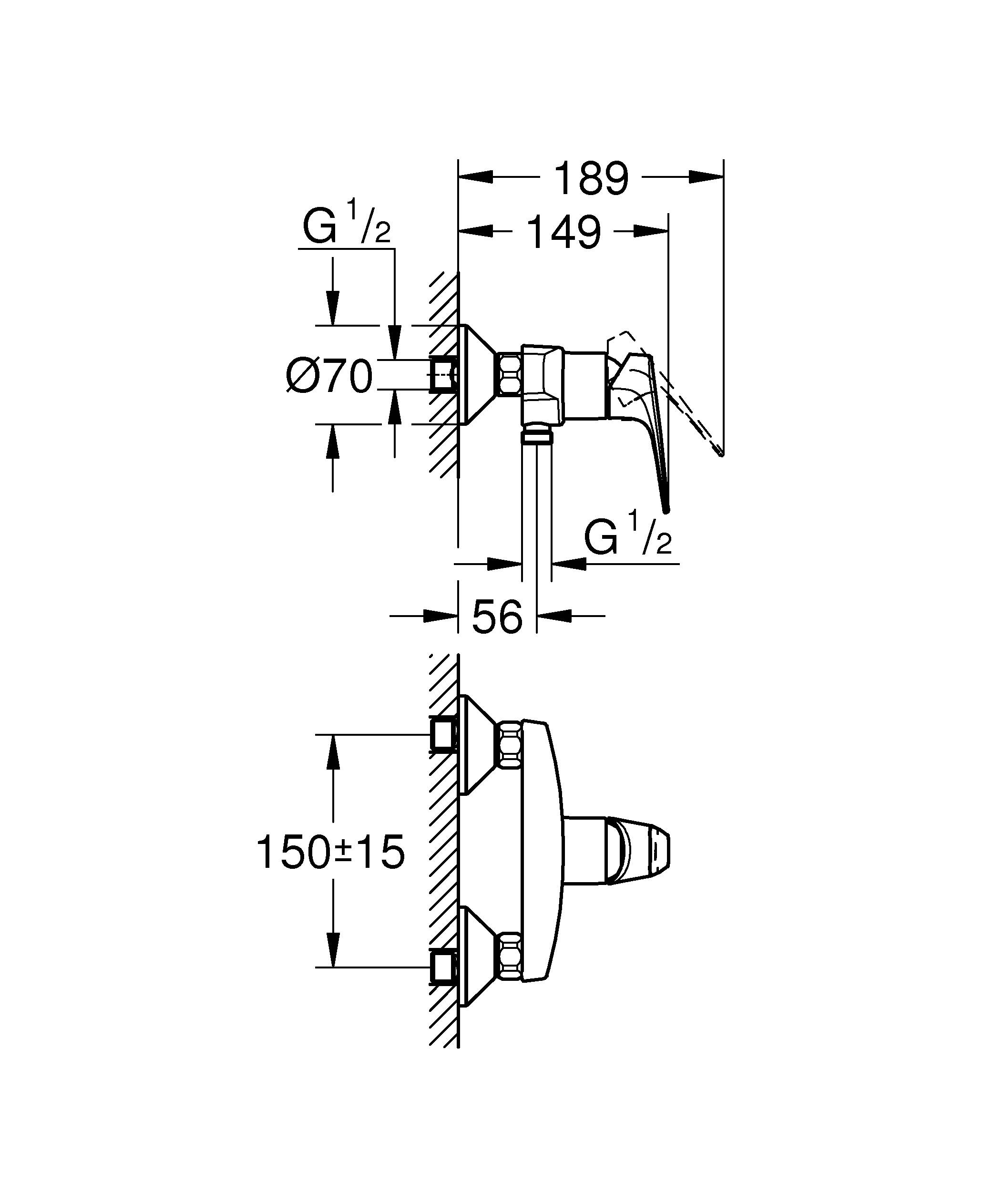 Смеситель для душа GROHE BauFlow, хром (23632000) - Вид №1