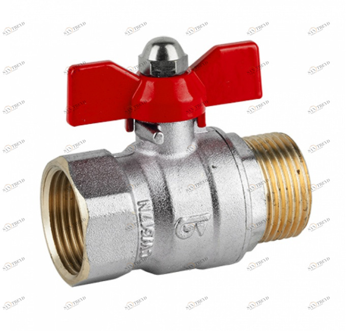 GENEBRE 3038 04 Шаровой кран (красная ручка-бабочка) 