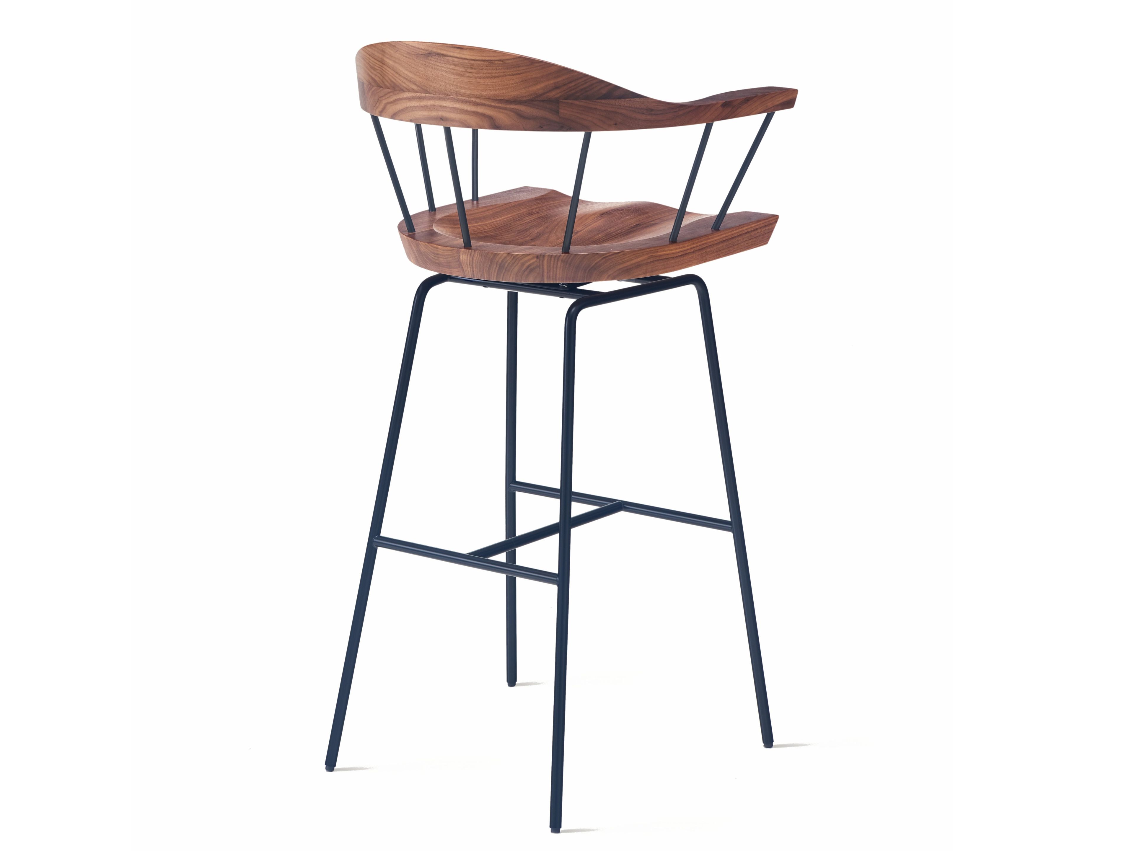 Высокий барный стул из стали и дерева с подлокотниками BassamFellows Spindle ARCH-00104076 - Вид №3
