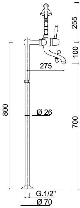 Rubinetteria Giulini Напольный смеситель для ванны с ручным душем Pragamix - pragamix crystal F7510ct - Вид №1