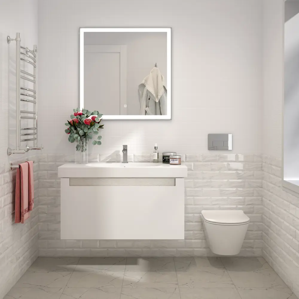 Плитка настенная Kerama Marazzi Фрагонар 7.4x15 см 0.89 м² цвет белый 82125814 STLM-2104634 - Вид №5