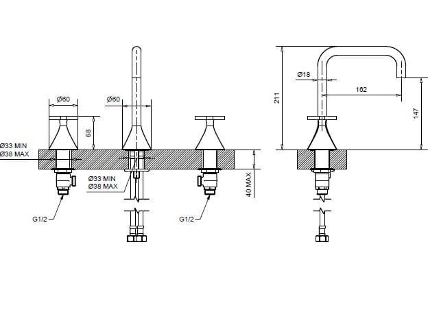 Смеситель для раковины из хромированной латуни Bugnatese Orion ARCH-00128139 - Вид №1