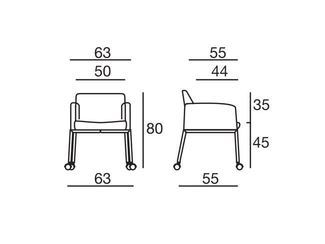 Тканевое кресло с колесами Sesta Ada 3 ARCH-00098237 - Вид №2