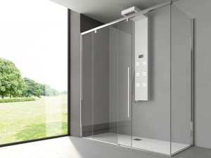 Алюминиевая и стеклянная угловая душевая кабина с раздвижной дверью