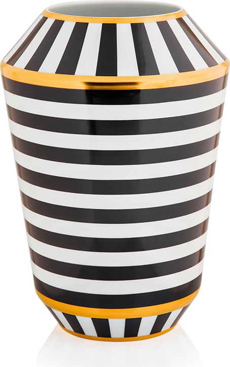 10578975 Sieger by Furstenberg Ваза Sieger by Furstenberg "Луна" (черные полосы с золотом) 32см Фарфор, Керамика 