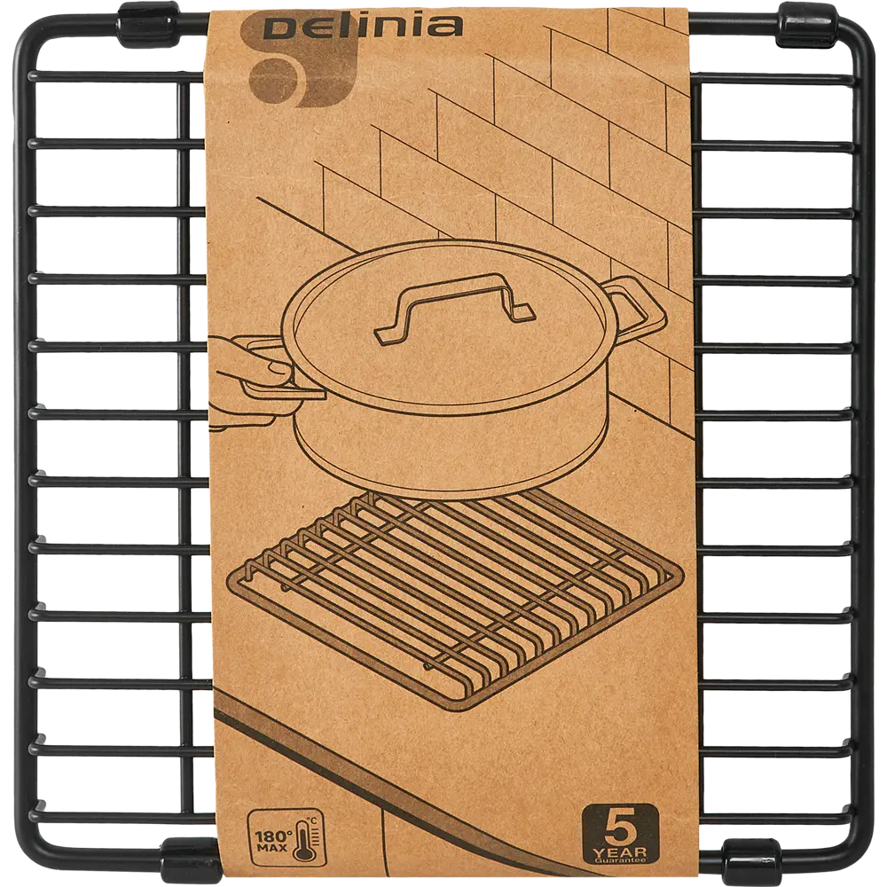 Подставка под горячее Delinia 20x20x1.5 см металл черный STLM-2147217 - Вид №6