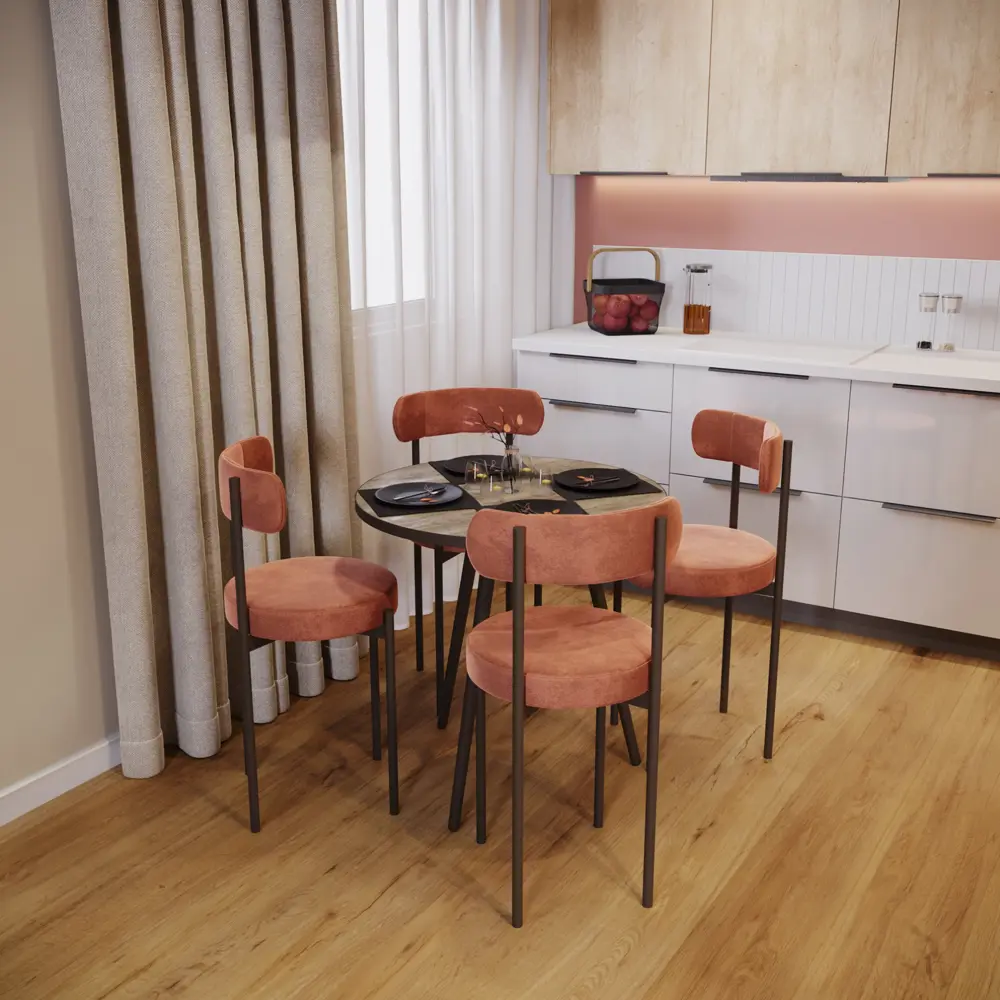 Стол кухонный 75x75 см круглый МДФ цвет коричневый 87504060 STLM-2209375 Santreyd Стол круглый - Вид №1