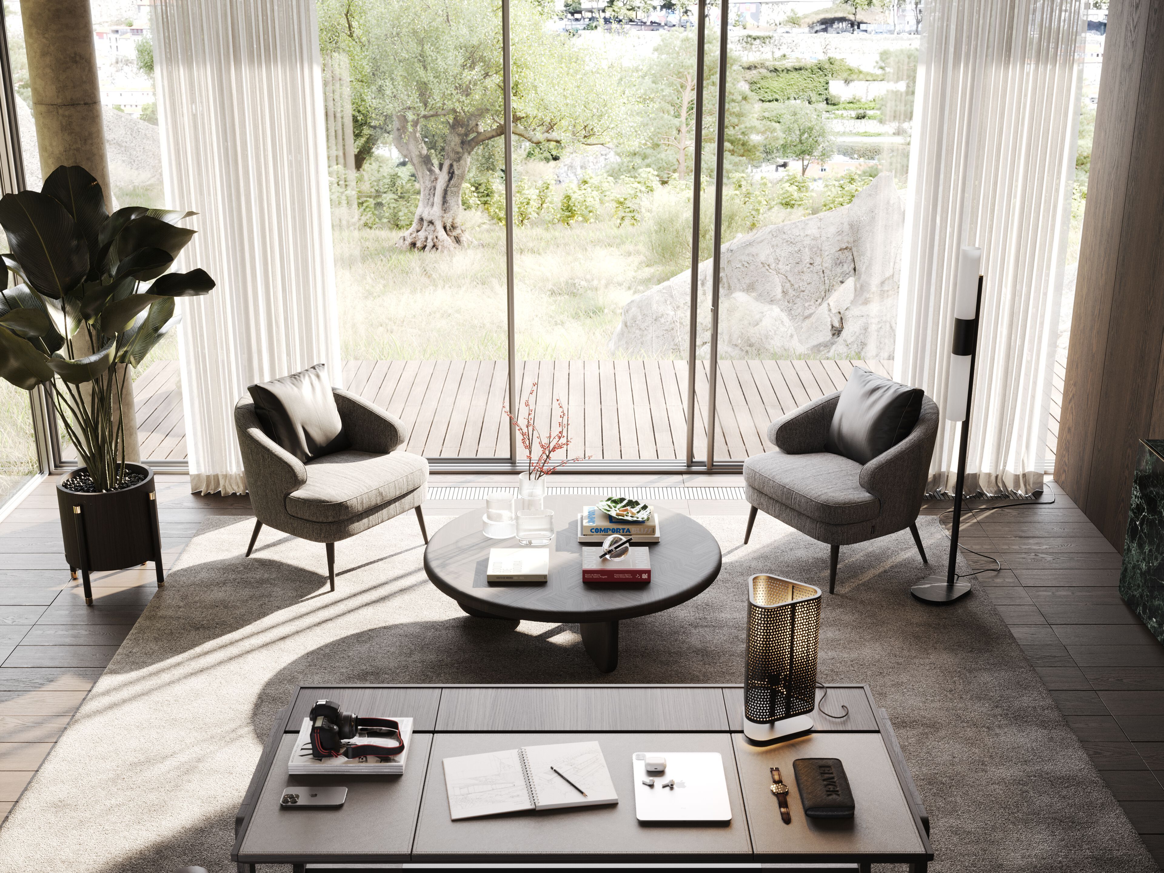 Круглый деревянный журнальный столик Laskasas Canvas ARCH-00151440 - Вид №1