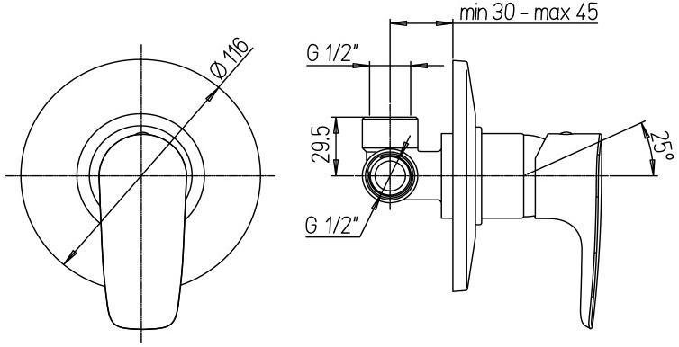 0LB00410JA00 Alba смеситель для душа на 1 выход встраиваемый, хром Jacuzzi - Вид №1