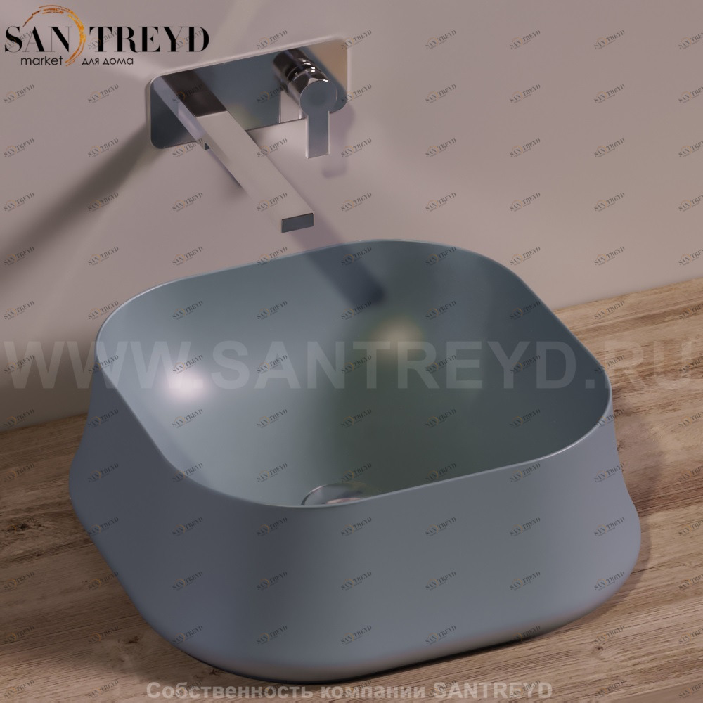 SH06CEMENTOMATT Накладная раковина на столешницу  квадратная Simas Sharp